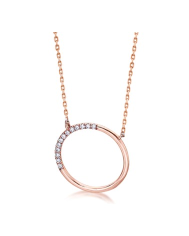 COLGANTE CIRCULO ORO ROSA DIAMANTES